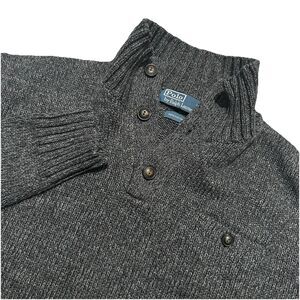 Vtg Polo Ralph Lauren Sweater L Button Mock Neck Ribbed 90s Classic Preppy